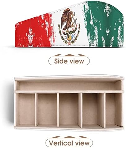 דגל מקסיקו דגל מציירים מחזיק בשלט רחוק פו ארגזי מארגן עור עם 6 תאים קופסת אחסון לחדר שינה בסלון