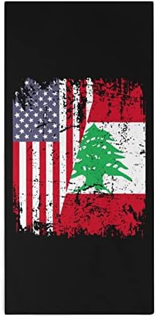 וינטג 'לבנון ארהב ארהב מגבת כביסה דגל 28.7 X13.8 מטליות פנים סיבי סופר -סין מגבות סופגות מאוד מגבות