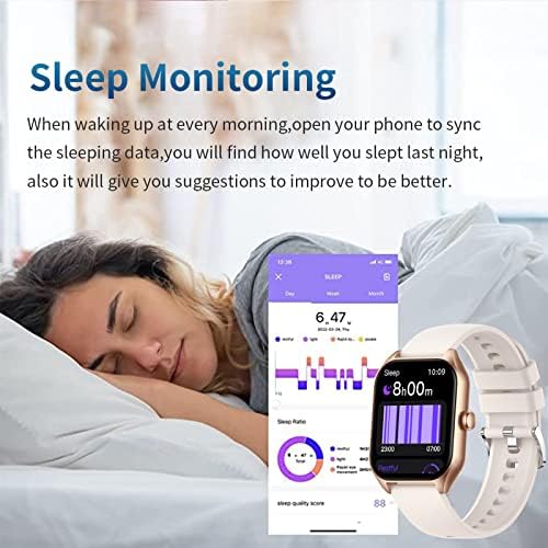 שעונים חכמים של Byikun עבור נשים, מסך 1.85 אינץ 'בריאות חכמה עם צג לחץ דם שינה, מעקב אחר פעילות ושעונים