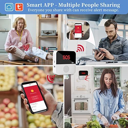 WiFi מטפל ביפר אלחוטי, Shinmax Smart App אחות אחות חירום חיי חירום התראה על כפתור שיחה לקשישים/בית/מטופלים/נכים/בית