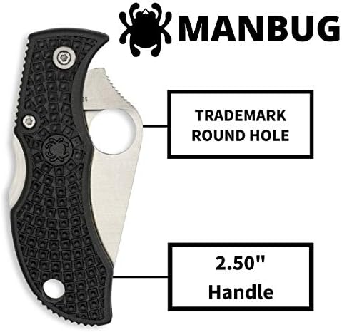 Spyderco Manbug סכין כיס קיפול קל משקל עם להב 1.97 VG-10 להב נירוסטה וידית FRN שחורה בעלת חוזק גבוה-MBKP