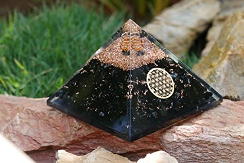 פירמידה קריסטל-שחור-פרח של פרח חיים פירמידות יוגה מדיטציה פירמידה מחוללת אנרגיה חיובית גנרטור צ'אקרה-רוחנית