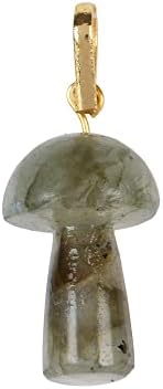 Gemhub תליון/שרשרת אבן גביש טבעית, צורת פטריות קסמי אבן אבני חן עם אמצעי טבעת קפיץ פליז זהוב לייצור