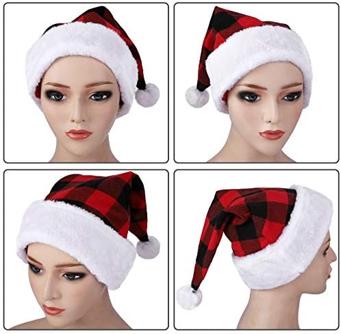 רויסיטה למבוגרים סנטה כובע לעבות קטיפה משובץ חג המולד ספקי צד