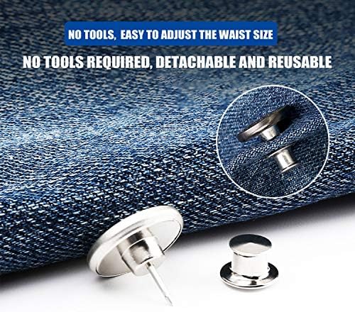 סיכות כפתור Miuyoon לג'ינס, 17 ממ 6 יחידות כפתורי ג'ין כפתור החלפת סיכות למכנסיים קל לשימוש וללא כלים
