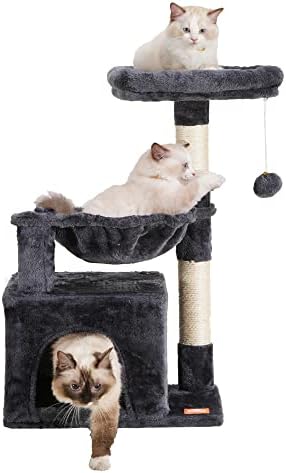 חתול עץ חתול מגדל עבור מקורה חתולים רב-רמת חתול ריהוט דירה עם האכלת קערת וסריטות לוח