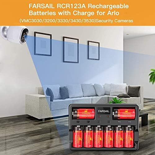 מטען CR123A, Farsail 8 Bay 3.7V CR123A סוללות נטענות מטען לסוללות Arlo CR123A, ולא לטעון 3V CR123A סוללות