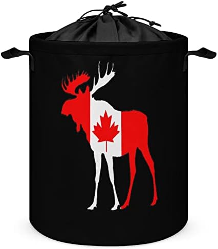 קנדה דגל איילים מתקפל סל כביסה גדול כביסת קל משקל אחסון סל צעצוע ארגונית עם ידיות