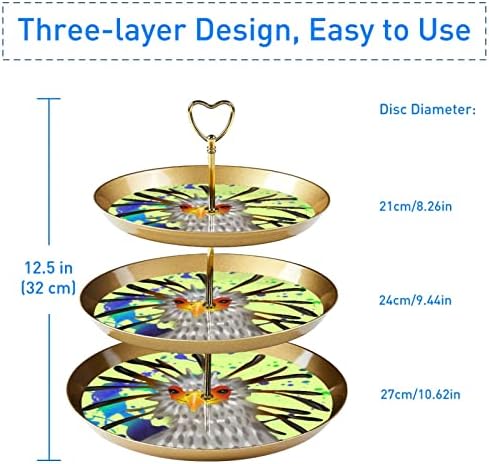 3 קומות עגול עוגת סטנד מגש הגשה עם מזכיר ציפור זהב אלגנטי דקורטיבי דוכן הקאפקייקס קינוח פירות צלחות