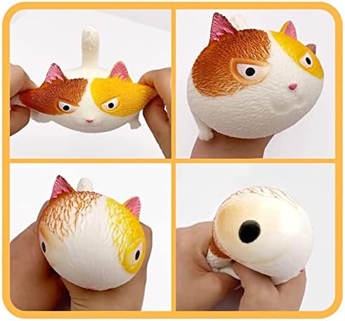 כדור מצחיק בצורת חתול חמוד, הקלה על כדורי לחץ לחתול סוחטים צעצועי לחץ כדור לילדים ומבוגרים