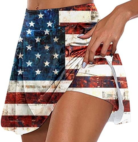 4 ביולי דגל אמריקה חצאיות אתלטיות עם מכנסיים קצרים לנשים מותניים גבוהים זורמים קפלים גולף סקורטס 2 ב