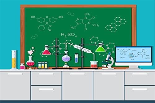 רקע מעבדת מדע בלקו 12 על 8 רגל בד קריקטורה כימיה בכיתה ציוד מעבדה רקע לוח מדע מטורף כיף מדען אספקת מסיבת
