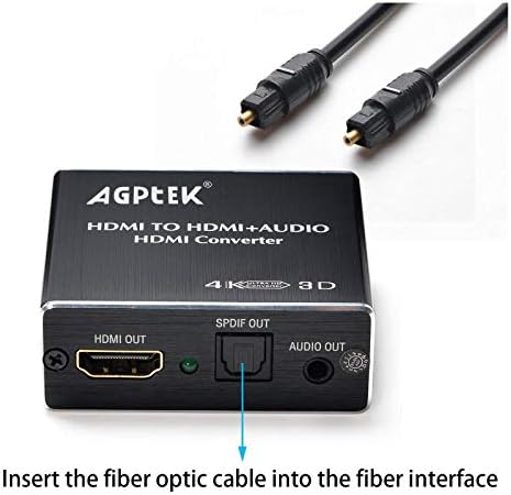 AGPTEK 4K X 2K HDMI AUDIO SPLITTER SPLITTER, HDMI ל- HDMI AUDIO CONVERTER מתאם תומך Ultra HD 4K פלט