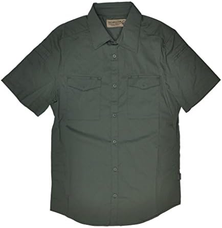 מעבדה אזרחית גברים של מעבדה אזרחית מכונאי צווארון למתוח עבודה קצר שרוול חולצה-ריינג ' ר ירוק