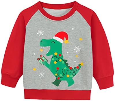 פעוט ילד ילדה סווטשירט חג המולד ראגלן שרוול ארוך סנטה איילים חולצת דינוזאור צמרות לילדים 2-7T