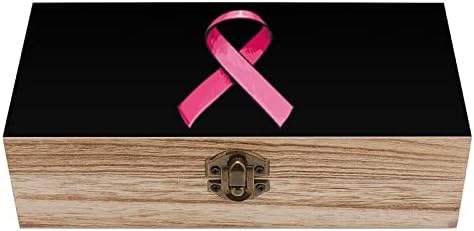 סאטן סרט סרטן שד סרטן עץ קופסת שולחן עבודה שולחן עבודה דקורטיביים קטנים ארגזי תכשיטים עם מכסה