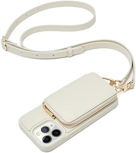 אייפון 11 פרו ארנק מקרה קרוסבודי, רוכסן טלפון מקרה עם בעל כרטיס רצועת יד עור ארנק כיסוי מתנה לנשים אייפון