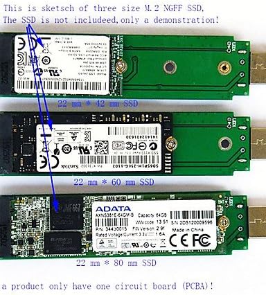CY USB 3.0 עד 80 ממ M.2 NGFF SSD מתאם