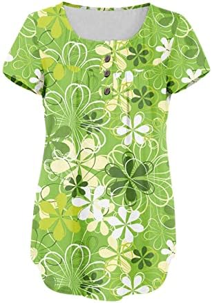 צמרות נשים של יום פטריק סנט טוניק בטן 2023 חולצות טירו של שרוול קצר של קיץ, חולצת הנלי זורמת חמודה לחותלות