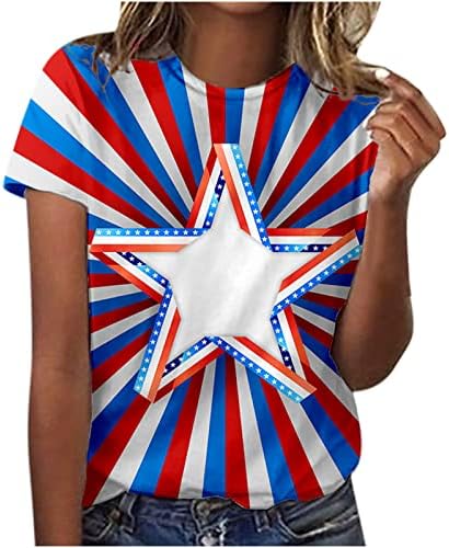 חולצת טריקו לנשים דגל אמריקאי צמרת יום עצמאות טיז