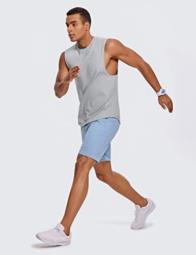 Crz יוגה לגברים מגניבים עם שרוולים חסרי שרוולים חולצות חדר כושר מהירות אימון יבש גופיות שרירים