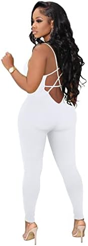נשים הרפילי חתיכה אחת מיכל רצועת גוף עם מכנסיים ארוכים חותלות Bodycon סקסיות מחציות צמודות בגד גוף רומפר