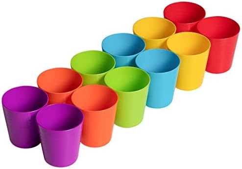 בית קליקפיק-סט של 12 כוסות פלסטיק לילדים-כוסות שתייה לילדים 8 אונקיות כוסות לשימוש חוזר-בטוח למדיח כלים-כוסות