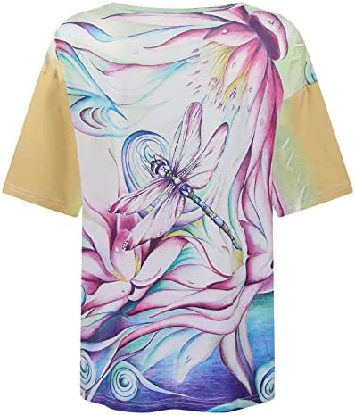 צמרות טוניקה בקיץ נשים הדפס פרחוני חולצות שרוול קצר