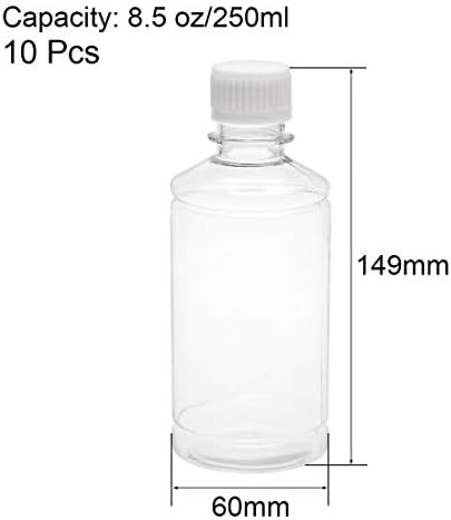 UXCELL 8.5 גרם/250 מל מעבדה פלסטיק בקבוק מגיב כימי בפה קטן נוזל/אחסון מוצק מיכל ברור בקבוקים עם כובעים