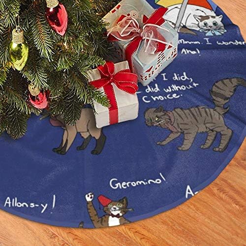 Lveshop Doctor Who Cats חצאית עץ חג המולד עגול יוקרה עגול מקורה מחצלת חוץ כפרי קישוטי חג עץ חג המולד
