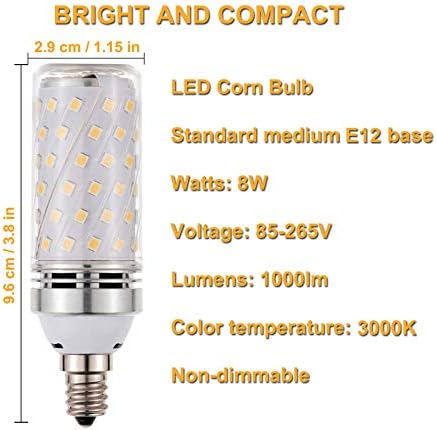 נורות לד מנורת רייהו ליבון 80-100 וולט שווה ערך לנורה, בסיס 12 סטנדרטי בינוני, 1000 לומן שאינו ניתן