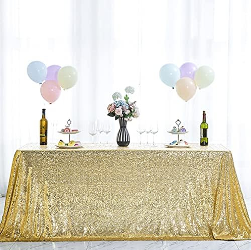 Hahuho 90x156 אינץ 'מלבני מלבני מלבן מפות זהב, מפת שולחן נצנצים לקישוטים למקלחת כלה, יום הולדת, חתונה,