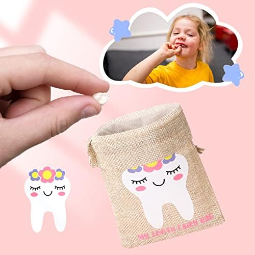 פיית שיניים תיק עבור בנות פאוץ, 3 יחידות פיות מזכרת תיק למקום תחת כרית, ורוד פיית שיניים פאוץ עבור בנות