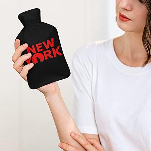 תיק הזרקת מים בעיר ניו יורק עם כיסוי 1000 מל בקבוק חם חם לגברים ונשים