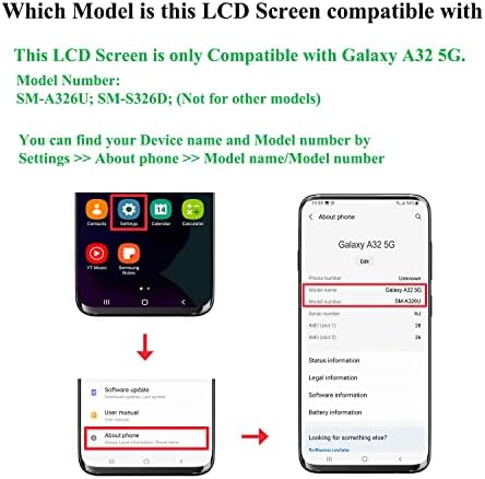 סמסונג גלקסי א32 5 גרם החלפת מסך מסך מגע תואם לסמסונג א32 5 גרם ס-א326 ס-א326 ס-א326ב הרכבה דיגיטלית