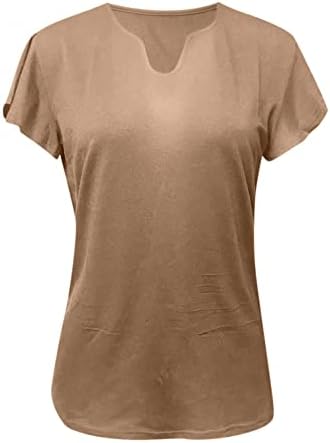 נשים כותרת שרוולים חולצות צווארון קצר שרוול חולצות קיץ מזדמן רופף מוצק צבע בסיסי טוניקת חולצת טי