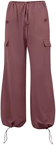 מכנסי מצנח לנשים מכנסי מטען נשים באגי י2 ק נמוך מותן רחב רגל רחב מכנסיים רצים רגועים