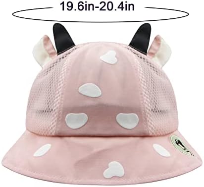 ילדים דלי הדפס פרה חמוד כובע דייג כובע ילדות קטנות נוסעות כובע כובע שמש עם קרניים חמודות אוזניים
