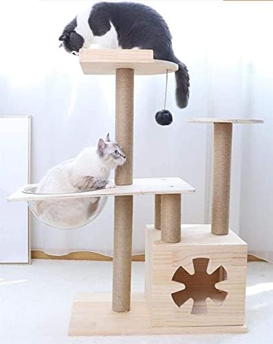 חתול עץ חתול מגדל חתול דירה חתול טירת חתול טיפוס עץ עם סיסל מגרד הודעות ולקפוץ פלטפורמת חתול דירה עם