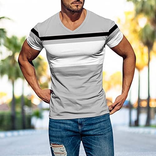 חולצות טריקו של שרוול קצר של XXBR גברים, חולצות שרוול קצר, טלאי צבע קיץ ספורט טי טריקו אימון ספורטיבי
