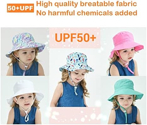 כובע שמש של תינוק UPF 50+ הגנת שמש לילדה פעוט פעוט כובע דלי קיץ כובע חוף כובע כותנה כובעי תינוקות מתכווננים