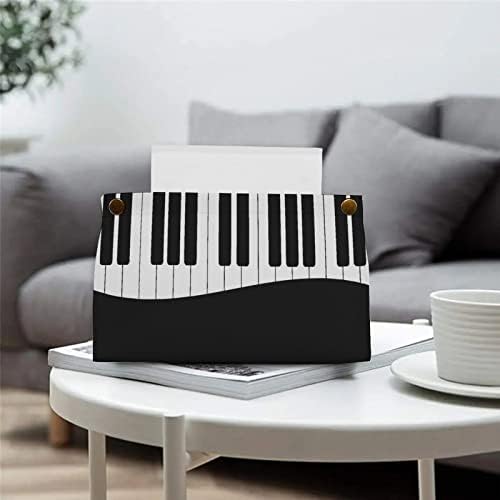 מקשי פסנתר שחור ולבן מכסה קופסת רקמות מכסה עור רקמות עור מחזיק רקמת פנים מלבנית מארגן נייר מארז