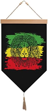 Nudquio Reggae-Rastafarian Flag Lion כותנה פשתן תלייה שלט דגל קיר תמונה ציור לקישוט מרפסת גן ביתי