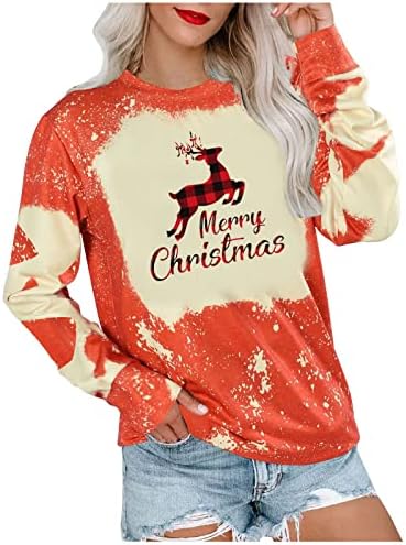 איאסו נשים בתוספת גודל גדול סוודרי בטן בקרת חולצות חג המולד הדפסת חולצות סוודרים דקים אתלטי טוניקות