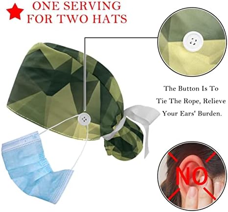 כובעי קרצוף הסוואה לחייל לנשים שיער ארוך, כובע עובד עם כפתור ורצועת זיעה, כובעי יוניסקס לאחור כובעים
