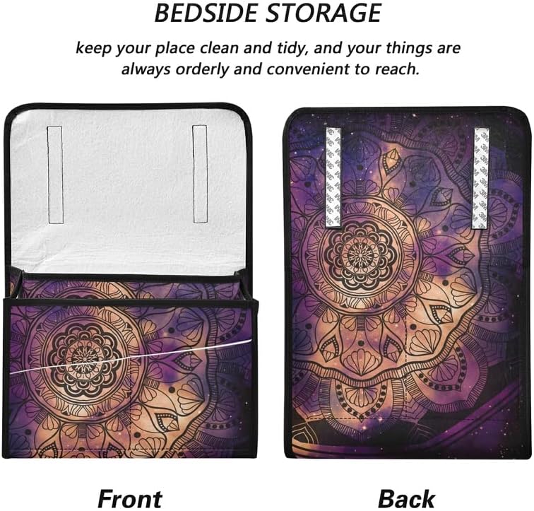 מיטת Zoeo Shide Caddy Galaxy Space Space Mandala Med Storagizer מארגן 5 כיס למגזין שלט רחוק מטען טלפונים