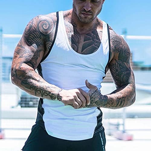 NYYBW גופייה מהירה של אימון יבש לגברים - כושר שריר כושר כושר כושר פיתוח גוף בלוק צבע ללא שרוולים חולצת