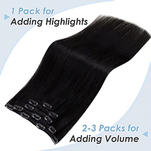 לאבו קליפ בתוספות שיער שחור נשים 18 אינץ צבע 1 סילון שחור טבעי שיער הרחבות כפול ערב 5 יחידות 70 גרם