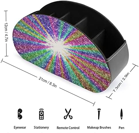 גליטר קשת שלט רחוק מחזיק / נושא כלים/תיבה / מגש עם 5 תאים עור מפוצל ארגונית עם חמוד מודפס דפוס
