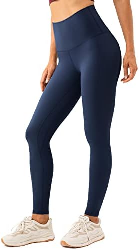 תחושת עירום של Lavento לנשים חותלות יוגה 7/8 אורך - מכנסי יוגה בעלי מותניים סופר -מותניים מכנסיים אימון